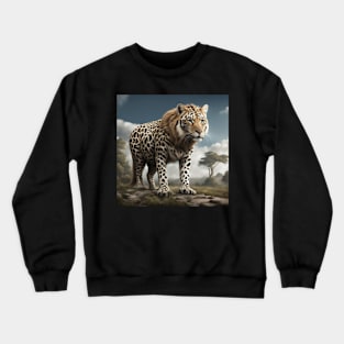 Graceful Leopard in Wildlife Habitat Crewneck Sweatshirt